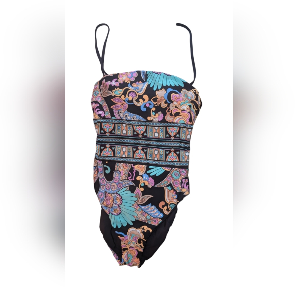 Sunshine 79 Paisley Patchwork Reversible Bandeau One Piece sz 4 nwt